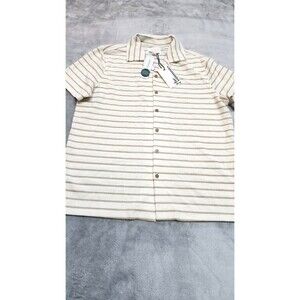 The Commons Men's Small Off White Slub Short Sleeve Button‎ Down Shirt NWT